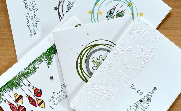 5 Weihnachtskarten – Baumzauber trifft Schöner&nbsp;Kranz