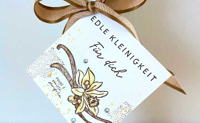 Fein und Lieblich – schmale Verpackung mit Grußkärtchen